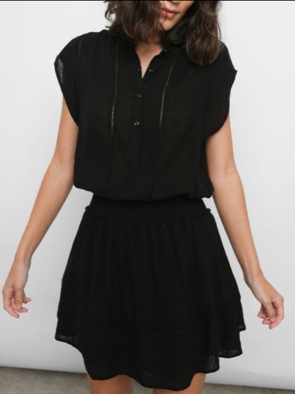 Rails Angelina Black Lace Detail Linen Blend  Dress Size XS - Picture 2 of 10